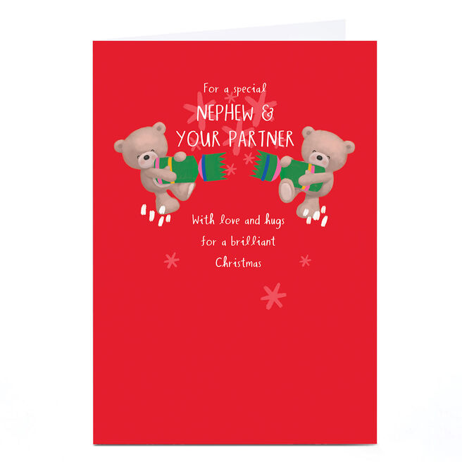 Hugs Christmas Card - For A Special Nephew & Your Partner