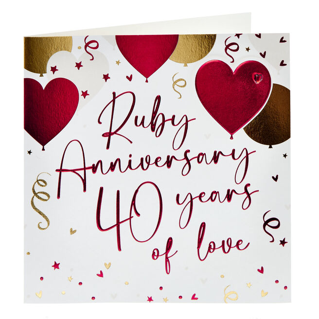 Foil Heart Balloons Ruby 40th Wedding Anniversary
