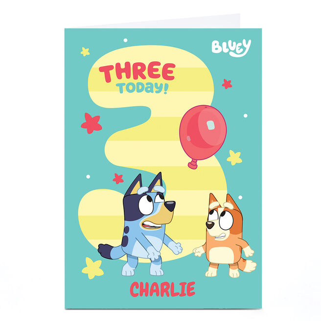 Personalised Birthday Card - Bluey Age 3, Any Name