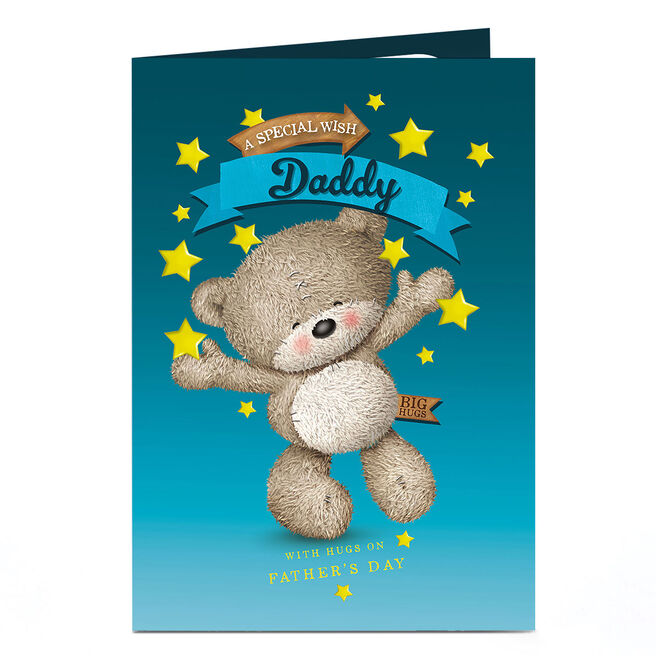Personalised Hugs Bear Card - Daddy Bear With Stars