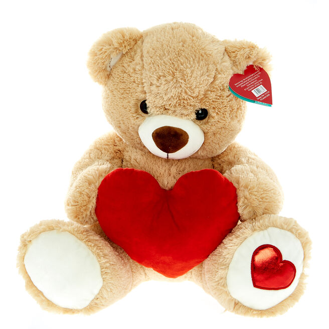 Large Brown Bear Soft Toy With Heart