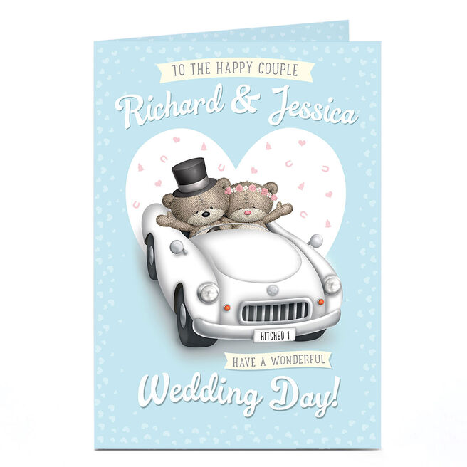 Personalised Hugs Wedding Day Card - Couple Car