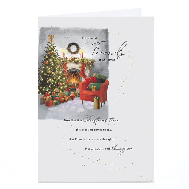 Personalised Christmas Card - Fireplace Scene, Friends
