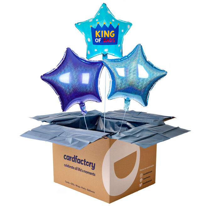 King of Dads Star Balloon Bouquet - Delivered Inflated!