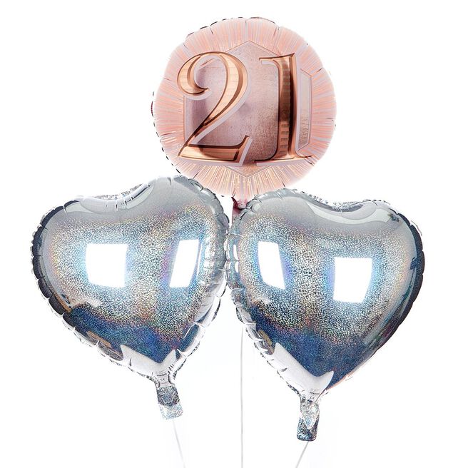 Rose Gold 21st Birthday Balloon Bouquet - DELIVERED INFLATED!