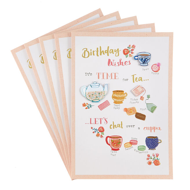 Birthday Cards - Time For Tea (Pack of 6)