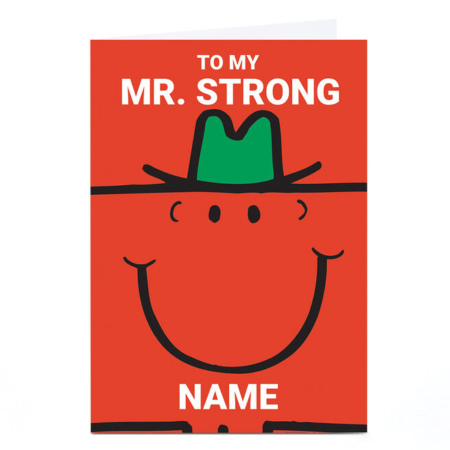 Personalised Birthday Card - Mr Men, Mr Strong, Any Name