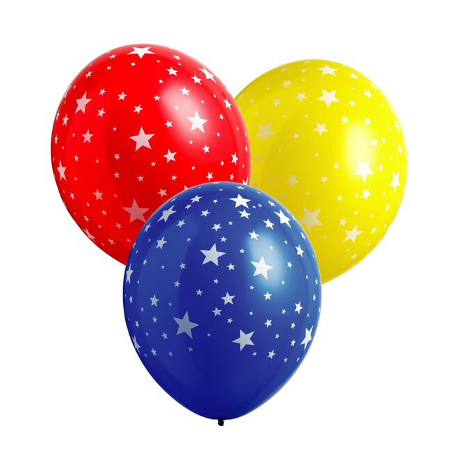 18-Inch Star Print Latex Balloons - Pack of 3