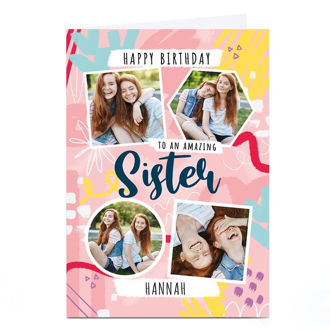 Photo Little Mono Birthday Card - Amazing Sister