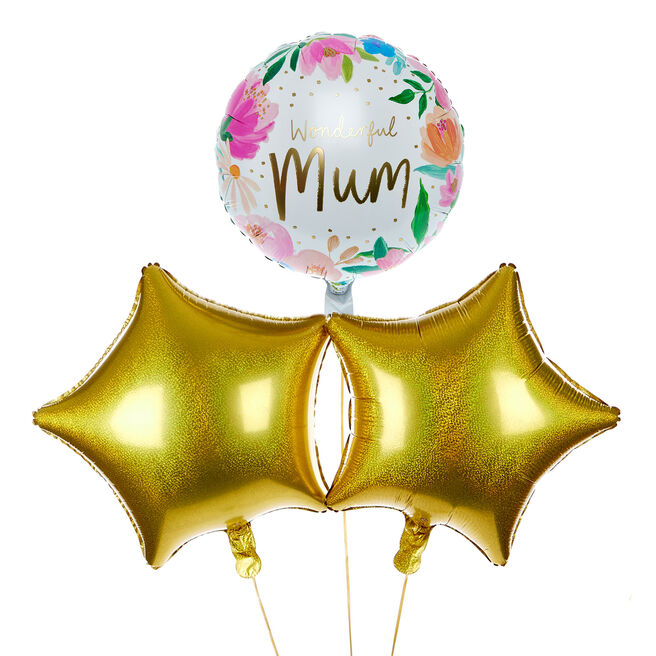 Wonderful Mum Floral Balloon Bouquet - DELIVERED INFLATED!
