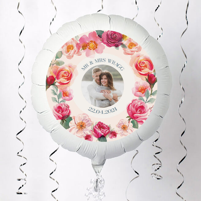 Photo Upload Balloon - Floral Border, Any Photo and Message