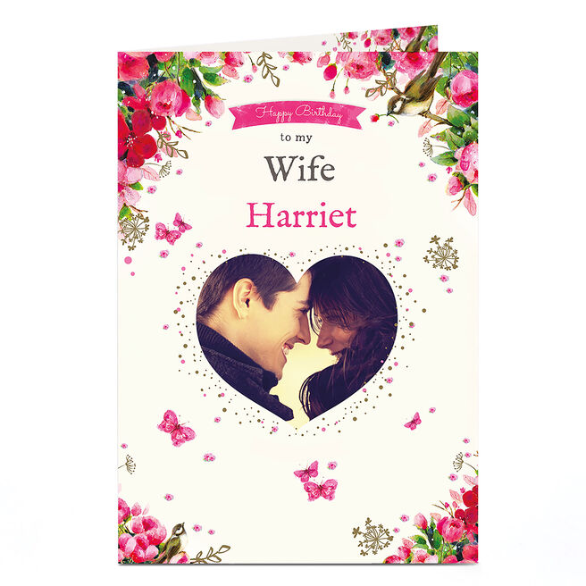 Photo Birthday Card - Wife Heart Photo