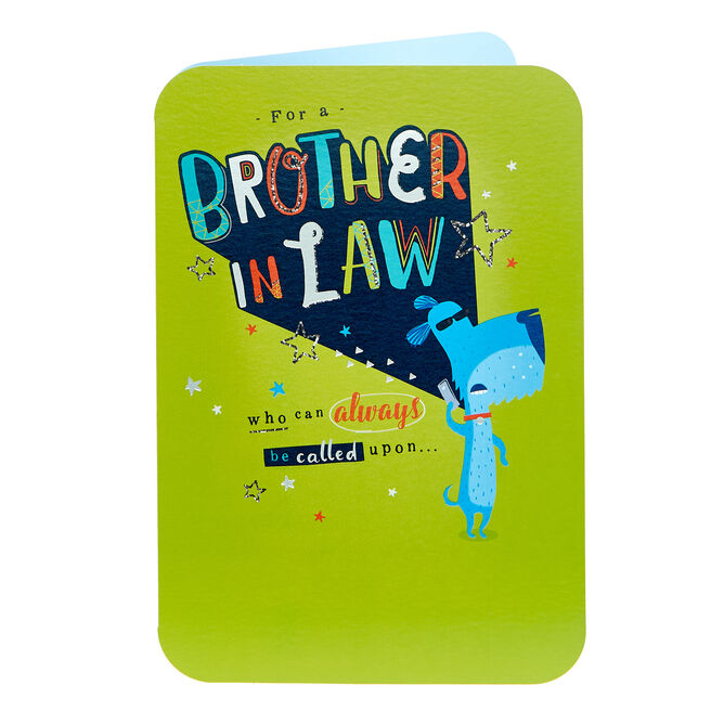 Birthday Card - Brother In Law, Blue Pooch