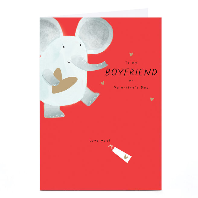 Valentine's Day Card - Elephant with Heart, Boyfriend