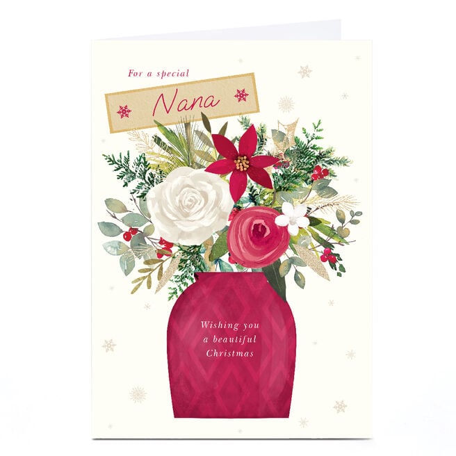 Personalised Christmas Card - Festive Flower Bouquet, Nana