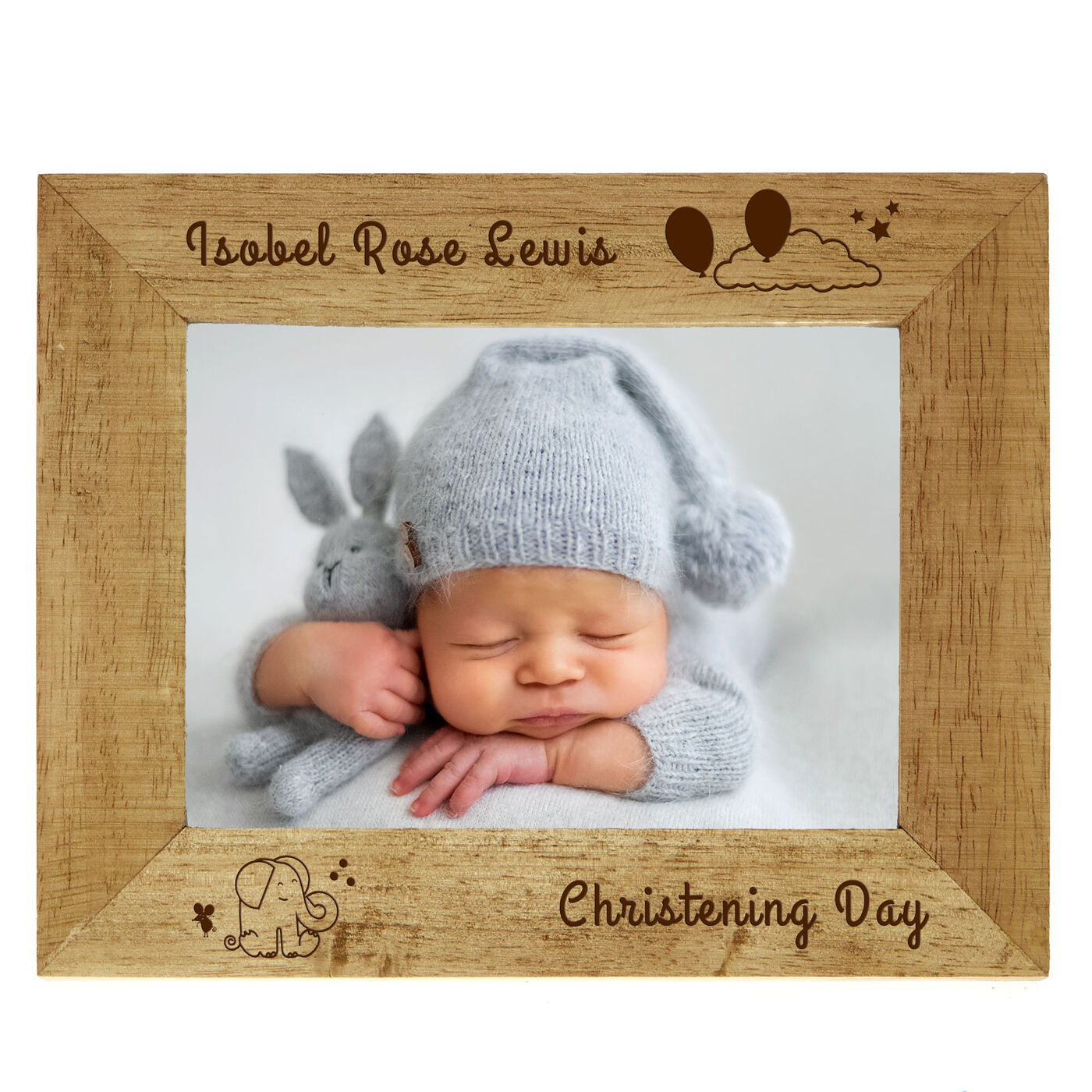 Buy Personalised Engraved Wooden Photo Frame Baby Elephant for GBP 15