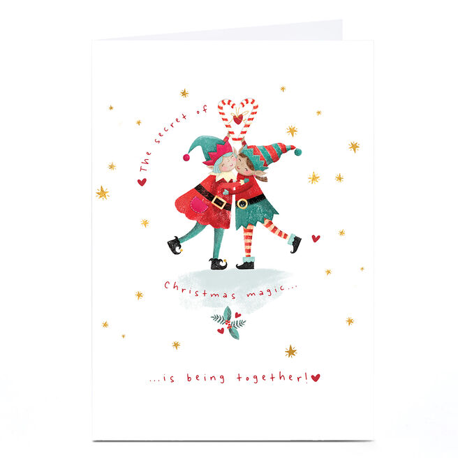 Christmas Card - Open - Elves hugging