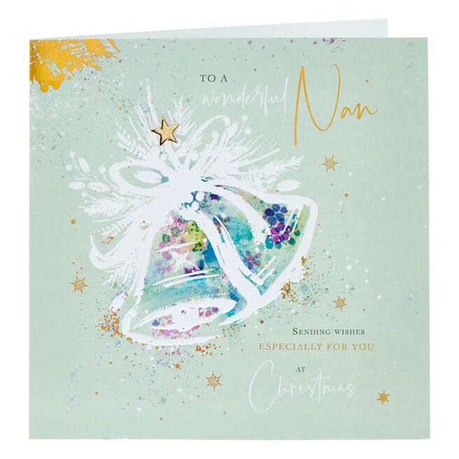 Exquisite Nan Festive Bells Christmas Card