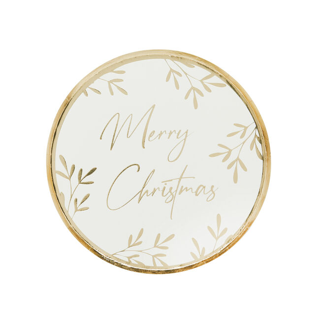Gold Merry Christmas Paper Plates - Pack of 8