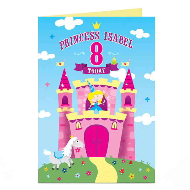 Personalised Editable Age Birthday Card - Princess Castle