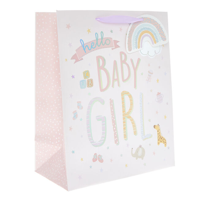 Hello Baby Girl Large Portrait Gift Bag