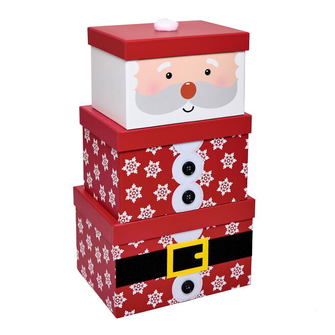 Santa Stacking Gift Boxes - Set of 3