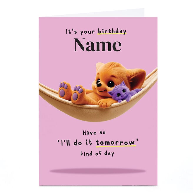 Personalised Wimzee Birthday Card - Do It Tomorrow Day