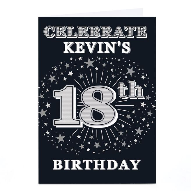 Personalised 18th Birthday Invitation - Silver Stars