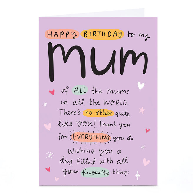 Birthday Card - No Other Like You, Mum