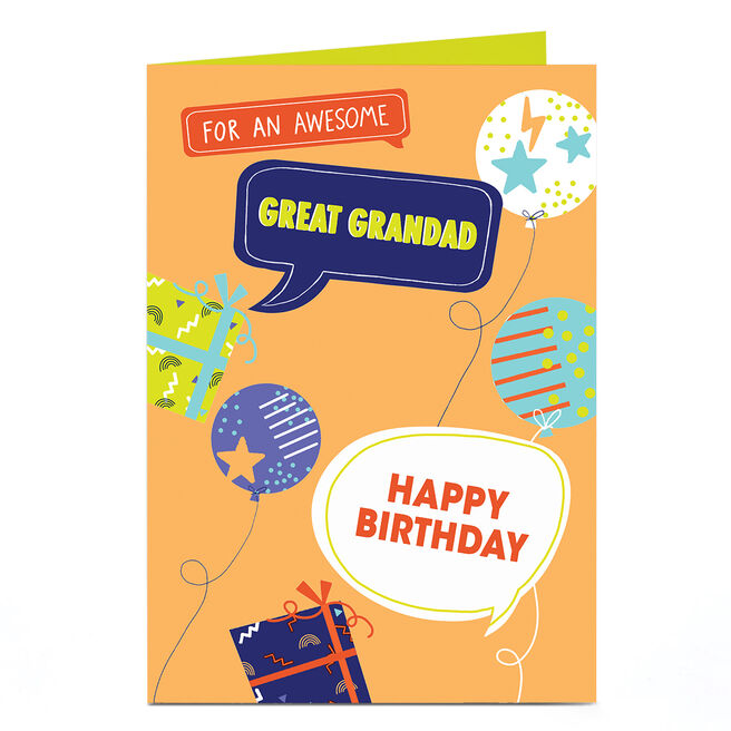 Birthday Card - Awesome Great Grandad Speech Bubbles