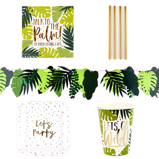 Tropical Party Tableware & Decorations Bundle - 10 Guests