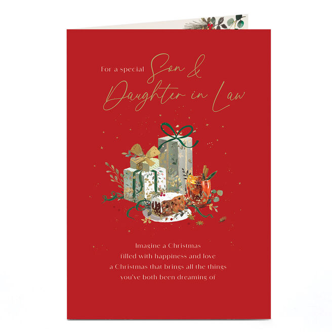 Christmas Card - Festive Food and Drink, Son & Daughter In Law