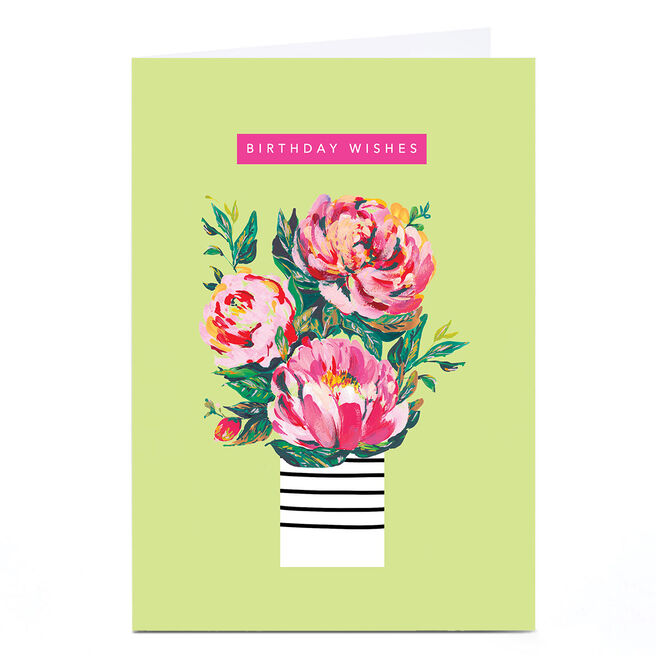 Personalised Birthday Card - Peonies vase