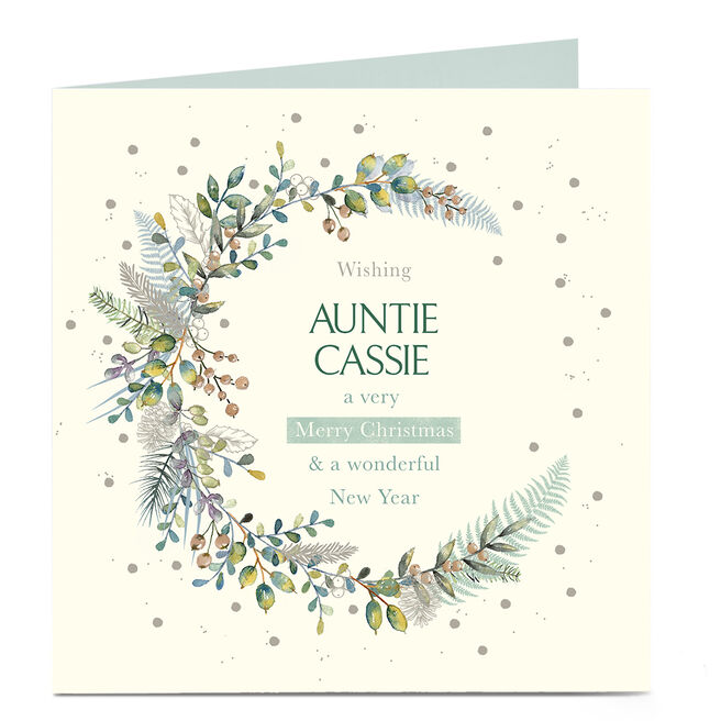 Personalised Christmas Card - Crescent Wreath