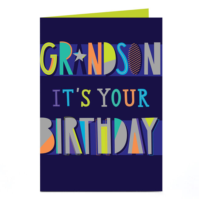 Birthday Card - Contemporary Letter, Grandson
