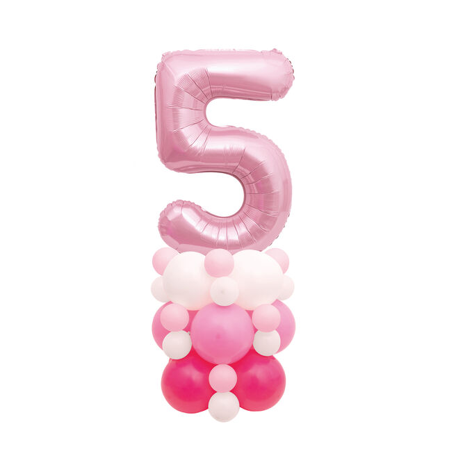 Pink 51-Inch Age 5 Air-Fill Balloon Stack Set