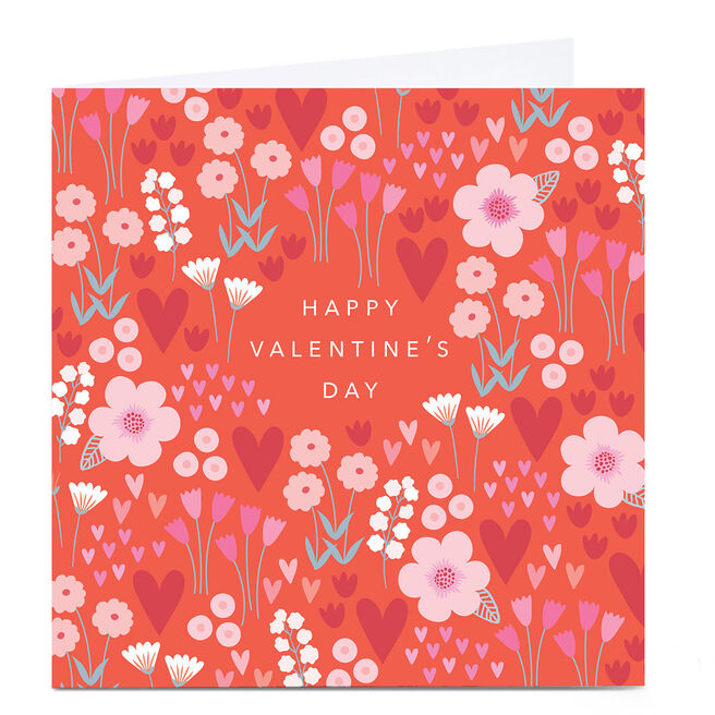 Personalised Klara Hawkins Valentine's Day Card - Floral Pattern