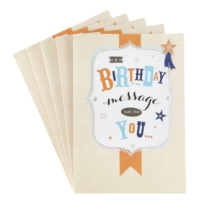 Birthday Cards - A Message Just For You (Pack of 6)