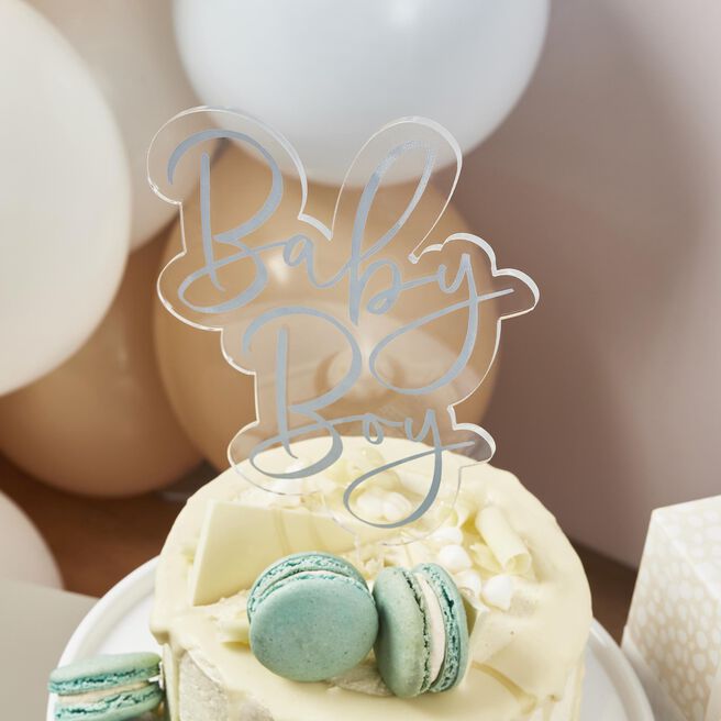 Blue Baby Boy Acrylic Cake Topper