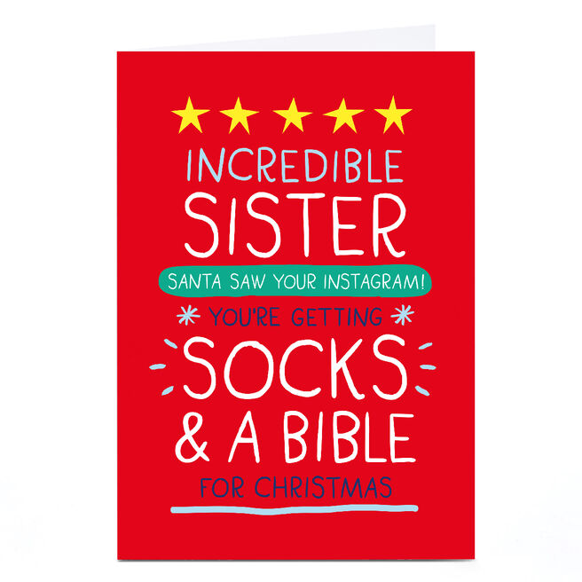 Personalised Bangheads Christmas Card - Santa Saw Your Instagram
