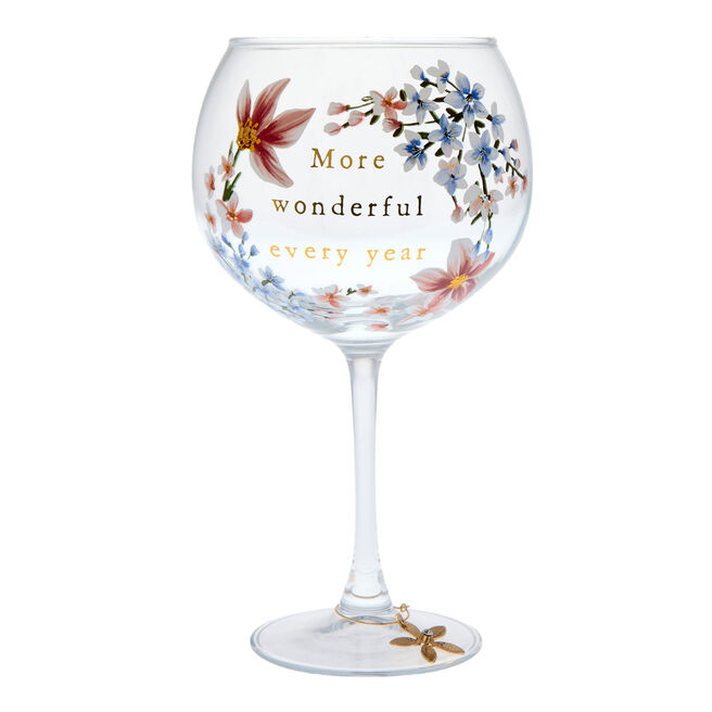 Special Birthday More Wonderful Every Year Gin Glass