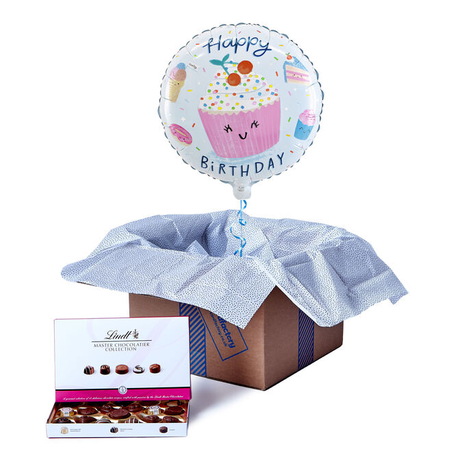 Birthday Cupcake Balloon & Lindt Chocolates - FREE GIFT CARD!