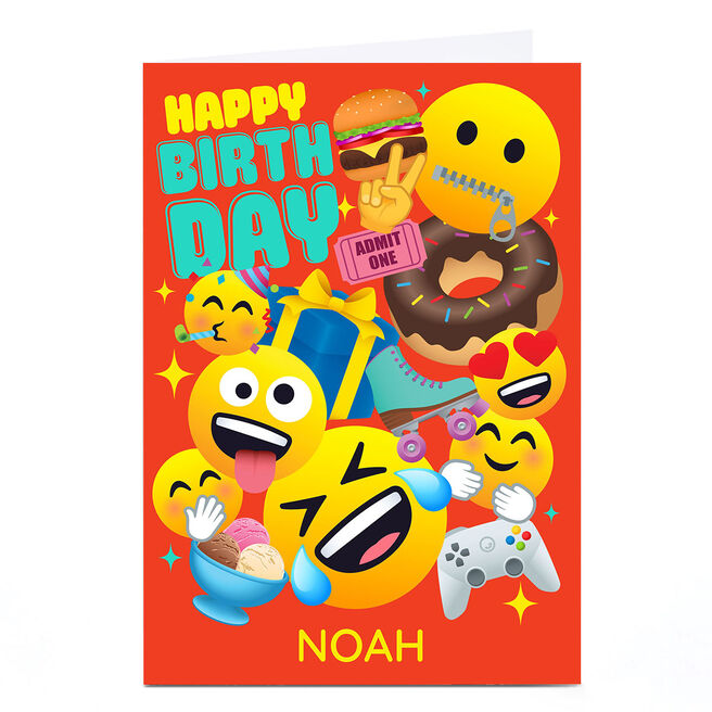 Personalised Birthday Card - Emojis with Name
