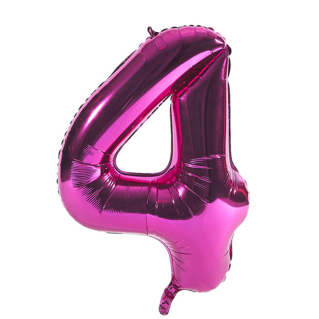 Pink Number 4 Foil Giant Helium Balloon (Deflated)