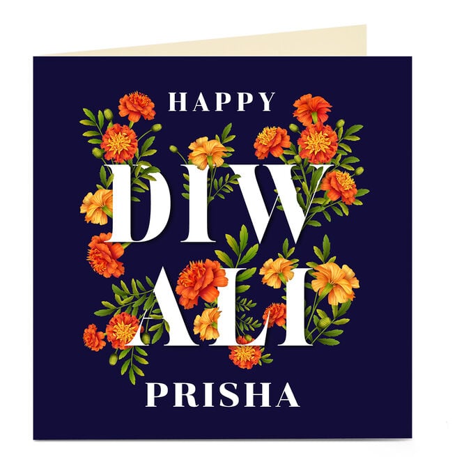 Personalised Diwali Card - Flowers
