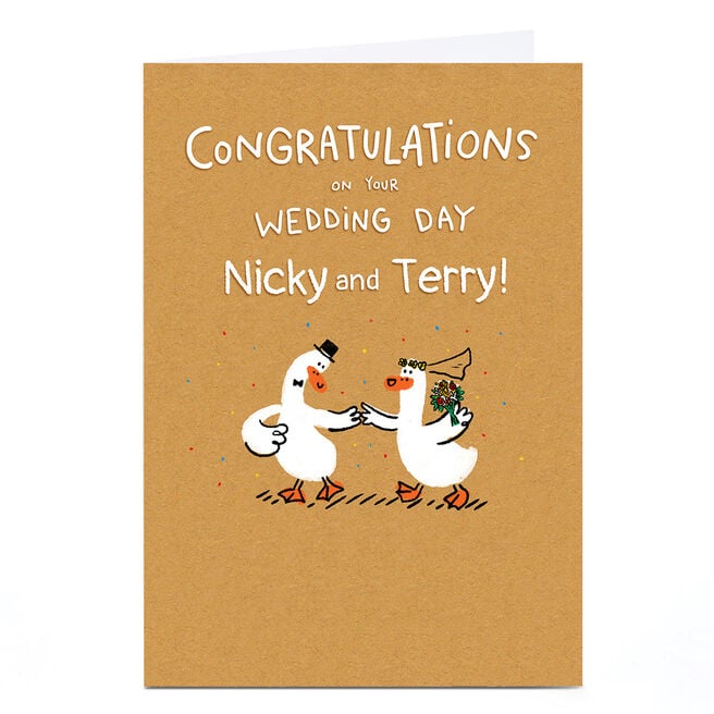 Personalised Hew Ma Wedding Card - Duck Couple