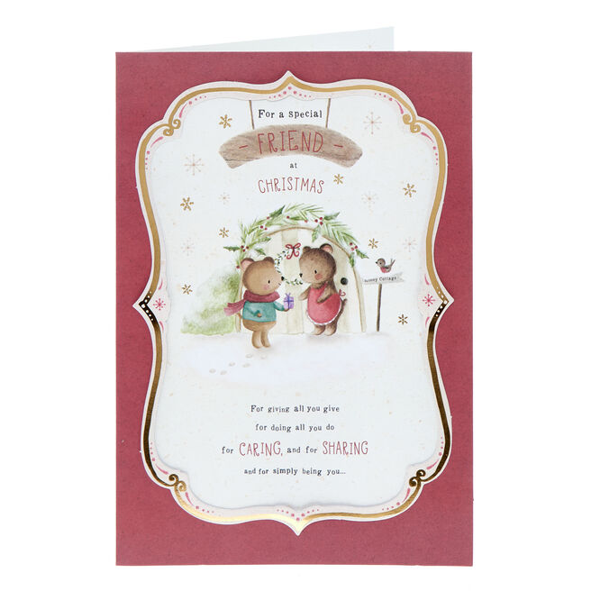 Friend Mice In Doorway Christmas Card