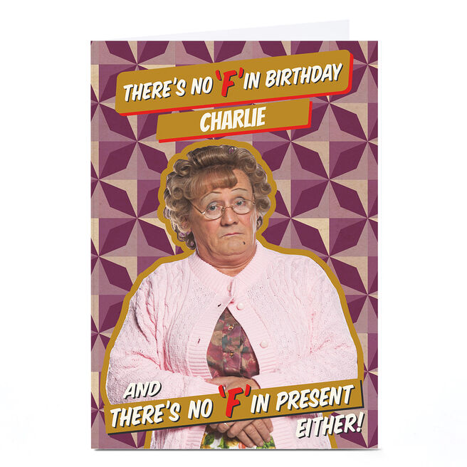Personalised Mrs Browns Boys Birthday Card - No F In Birthday