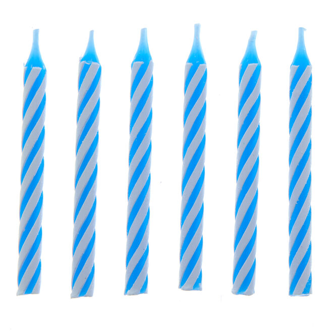 Blue Striped Birthday Candles - Pack of 24