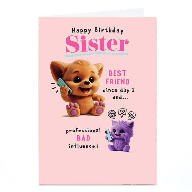 Wimzee Birthday Card - Best Friend and Bad Influence, Sister